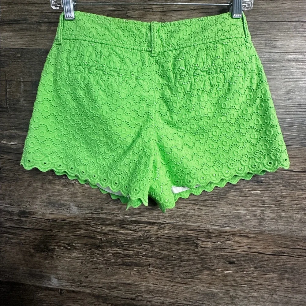 Lilly Pulitzer Lime Eyelet Scallop Hem Shorts